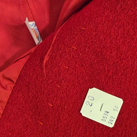 NWT VTG Michelle Stuart Petite SM* Red Wool Double-Breasted Overcoat Trench Coat - Picture 12 of 13